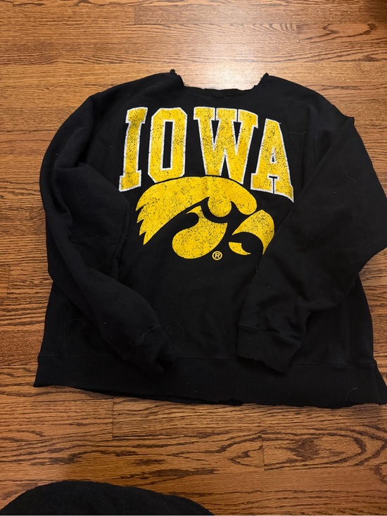 Other - Iowa Men's Black Crewneck Sweatshirt with Yellow Hawkeye Graphic